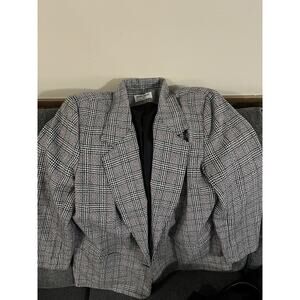 Alfred Dunner Womens Blazer Sport Coat Two Button Casual Jacket 18 Black Red.